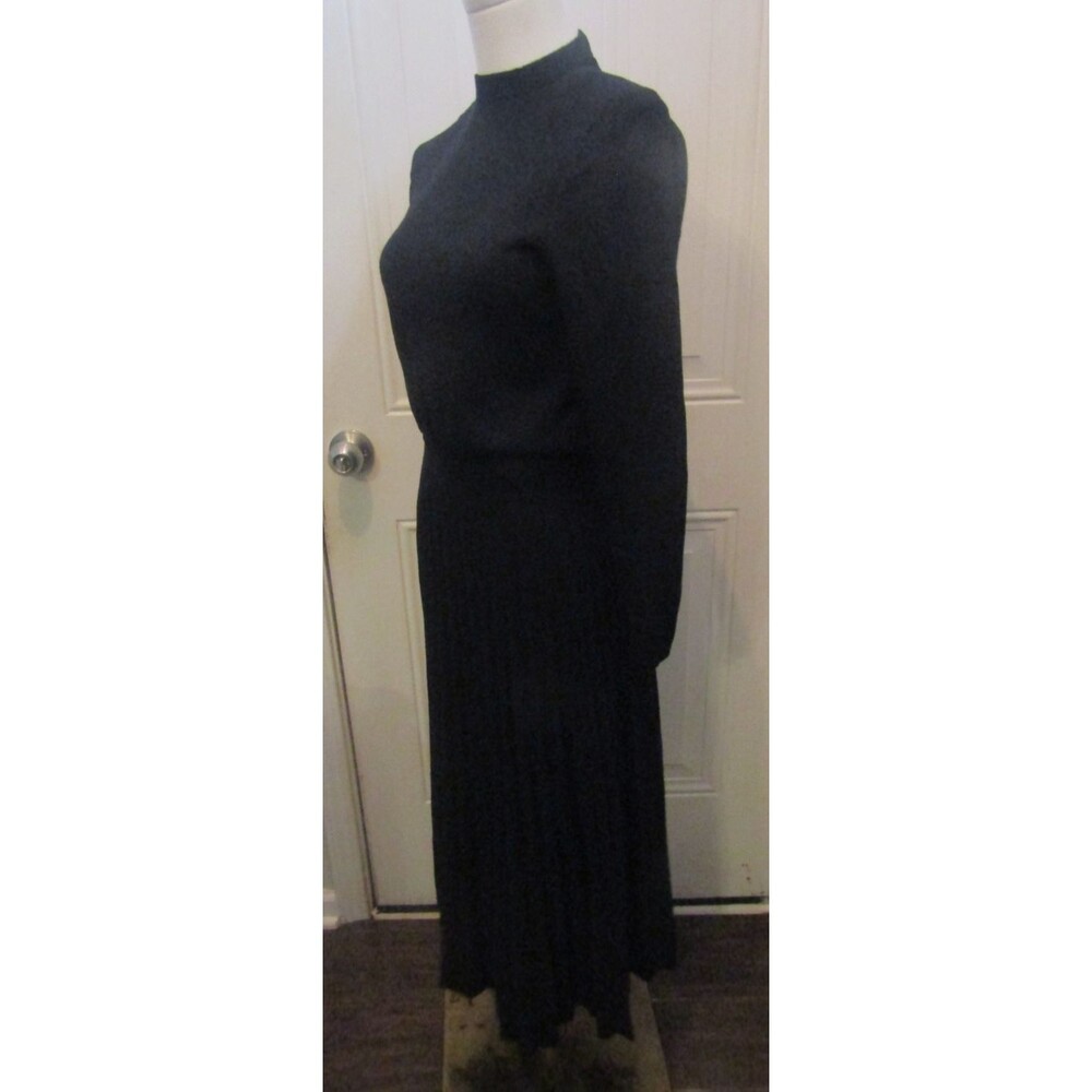 Vintage St. John by Marie Gray Black Knit Pleated Maxi Dress – Size 4 - Picture 5 of 9